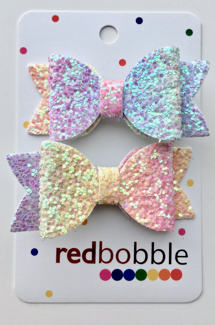Double Glitter Mini Bow Clips