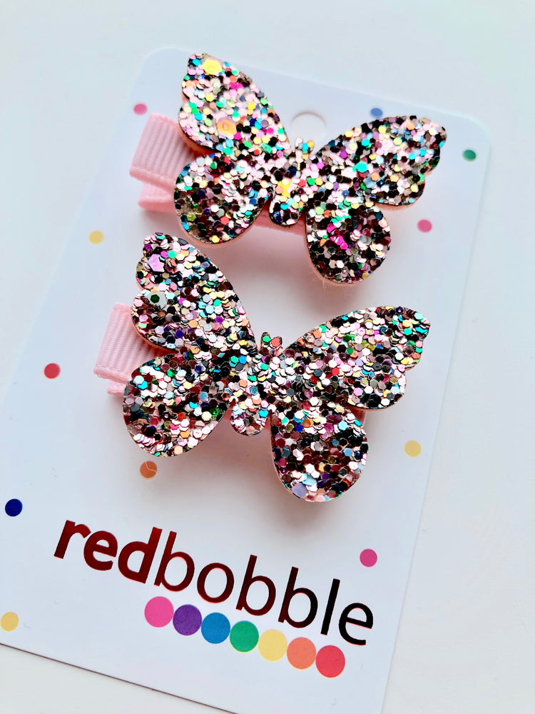 Glitter Butterfly Hair Clips (2pk)