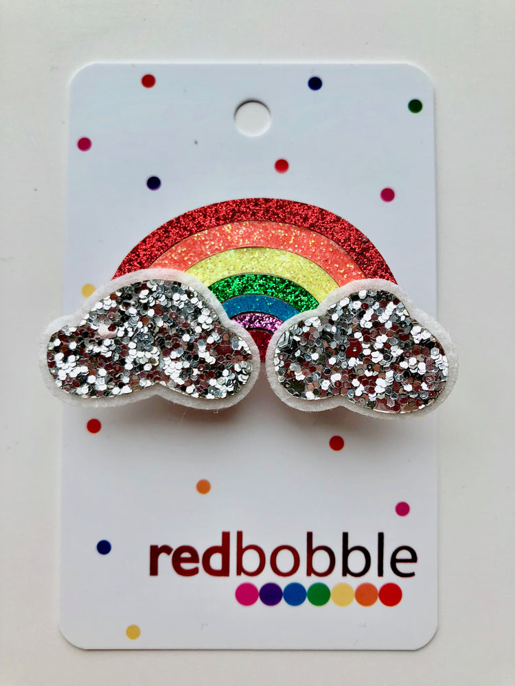 Silver Cloud Rainbow Hair Clip