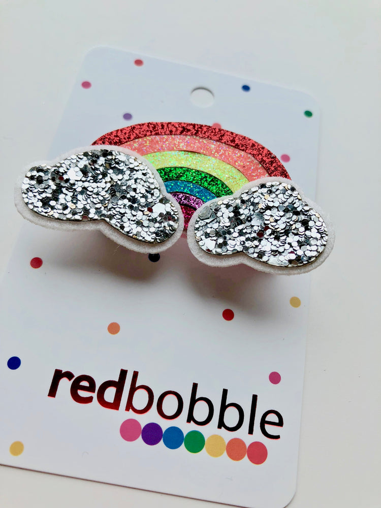 Silver Cloud Rainbow Hair Clip