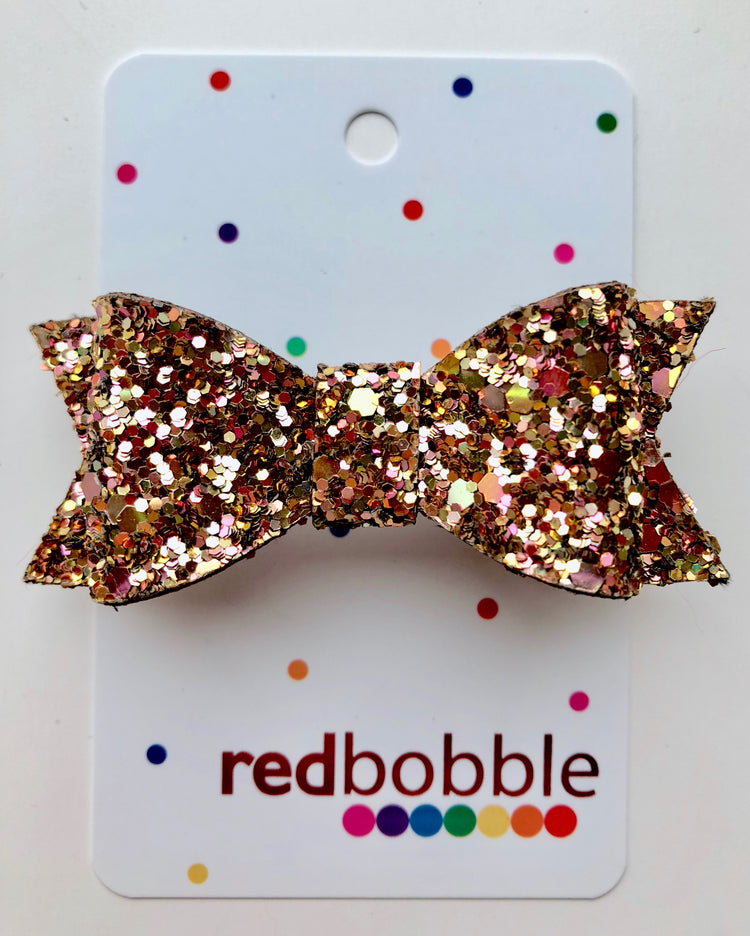 Gold Glitter Bow Hair Clip