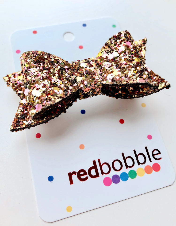 Gold Glitter Bow Hair Clip