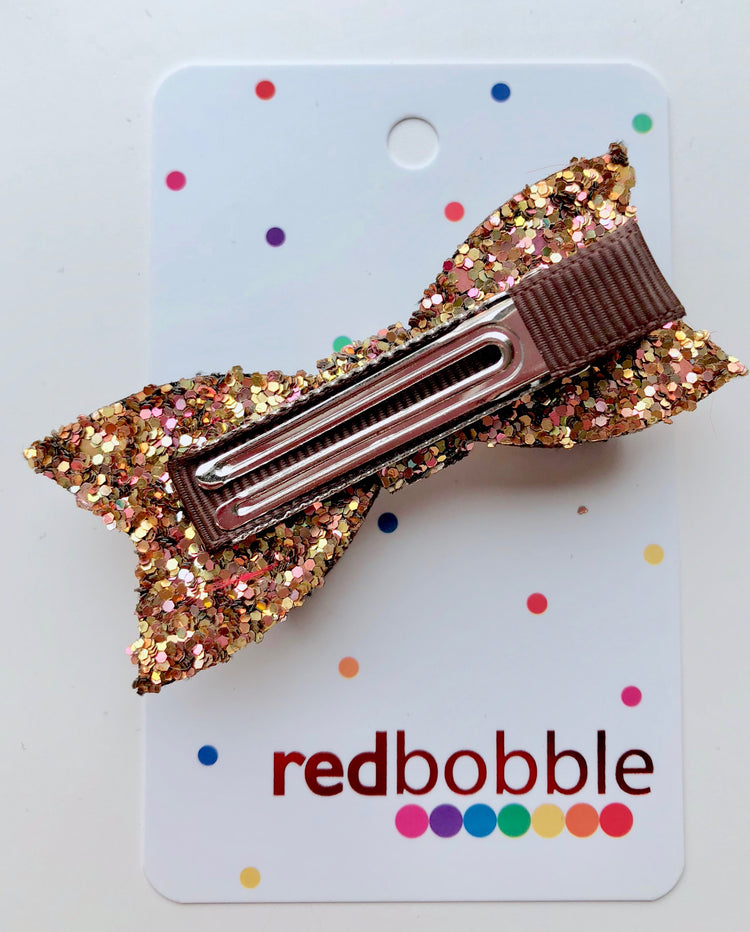 Gold Glitter Bow Hair Clip