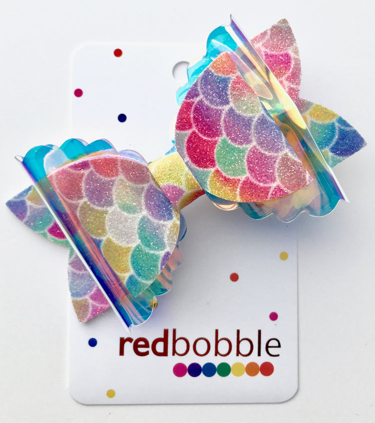 Rainbow Scale Bow Hair Clip