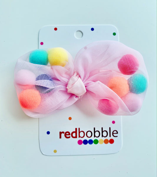 Pink Pom Pom Hair Clip