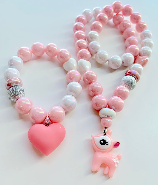 Pink Fawn & Pink Heart